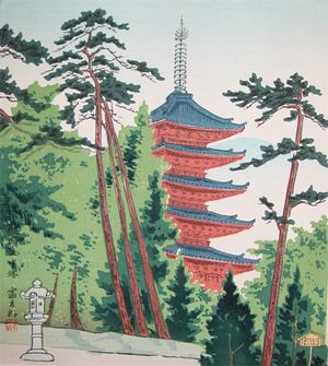 japancoll-p120-tokuriki-goju-no-to-pagoda-6302・・徳力富吉郎「醍醐五重塔」