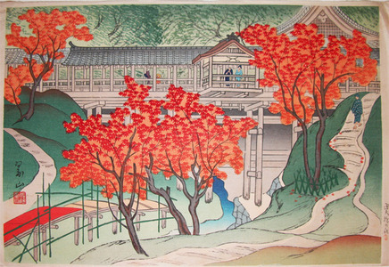 japancoll-p1400-suizan-tsutenbashi-at-tofukuji-temple-in-autumn-5812大正１４・・三木翠山「通天橋の秋」