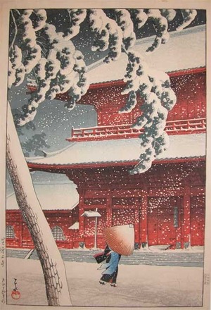 japancoll-p14000-hasui-zojo-temple-in-snow-at-shiba-9955大正１５・・川瀬巴水「芝増上寺」