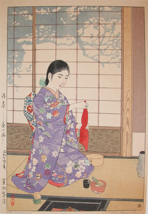 japancoll-p1600-shiro-tea-ceremony-7176昭和０７・・笠松紫浪「浅春　茶の湯」
