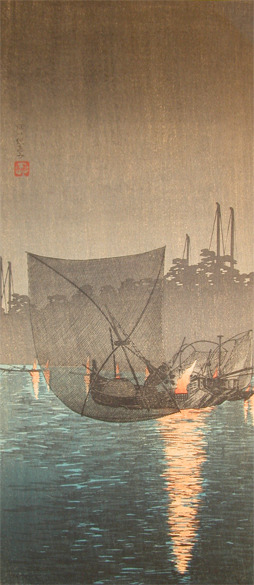 japancoll-p175-shotei-fishing-nets-7948・・高橋松亭「佃の夜あみ」