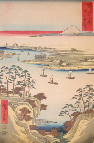 japancoll-p1800-hiroshige-konodai-on-the-river-tone-8354安政０５・04・広重〈1〉「富士三十六景」「鴻之台　とね川」