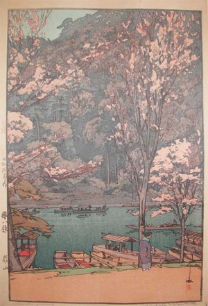 japancoll-p1800-yoshida--hiroshi-arashiyama-11027昭和１０・・吉田博「桜八題」「嵐山」