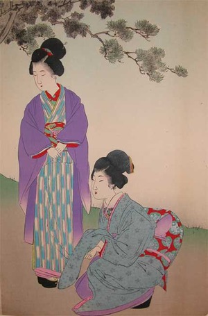 japancoll-p185-shuntei-two-beautiful-women-9811明治３１・・春汀（「美人十二ヶ月」）（「其四」）（「牡丹」）