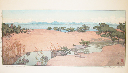 japancoll-p2400-yoshida--hiroshi-garden-in-winter--biwa-lake-4757昭和０８・・吉田博「庭四題」「湖畔之庭」