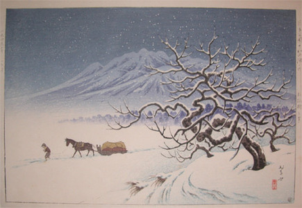 japancoll-p350-takashi-apple-tree-in-snow-at-towada-park-1254昭和・・伊藤孝之「国立公園十和田湖ノ内」「林檎樹之雪」