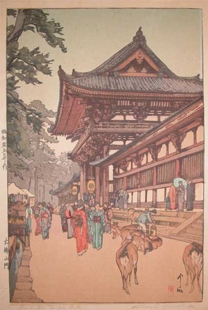 japancoll-p375-yoshida--hiroshi-daibutsu-temple-gate-10124昭和１５・・吉田博「大仏山門」
