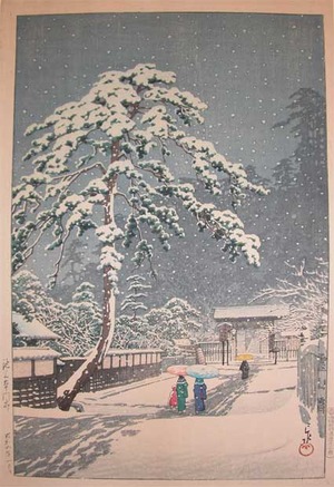 japancoll-p4200-hasui-honmonji-temple-in-snow-9463昭和０６・・巴水「池上本門寺」