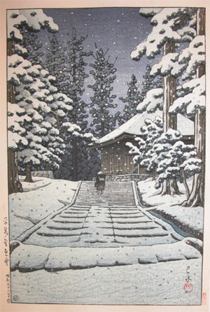 japancoll-p425-hasui-konjikido-in-snow-at-hiraizumi-1337昭和３２・・巴水「平泉金色堂」