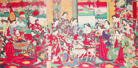 japancoll-p475-chikanobu-celebrating-the-prince-4648明治１１・05・周延「花之東王子御慰の図」