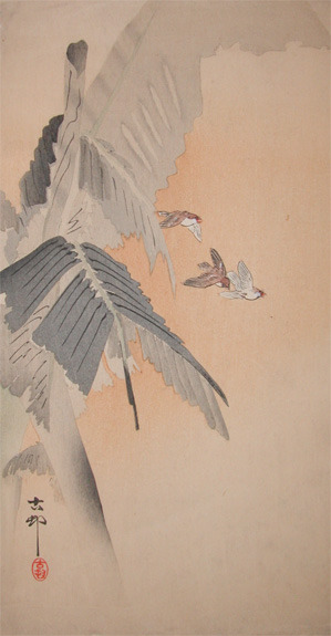 japancoll-p475-koson-three-swallows-in-banana-grove-5954・・小原古邨