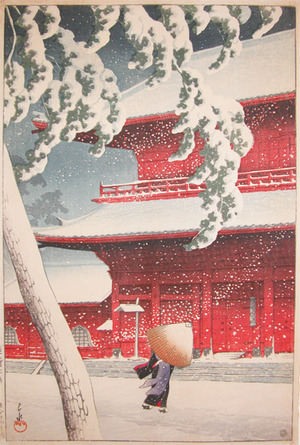japancoll-p4800-hasui-zojo-temple-in-snow--shiba-8739大正１５・・川瀬巴水「芝増上寺」