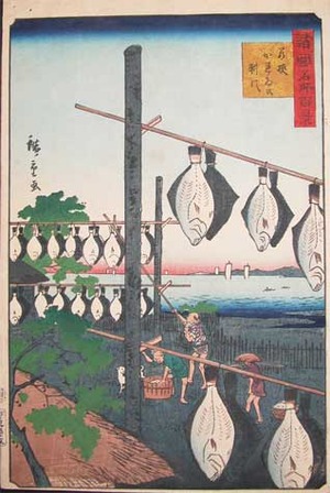 japancoll-p685-hiroshige-ii-fish-drying-in-wakasa-4402安政０６・12・広重〈2〉「諸国名所百景」「四一」「若狭」「かれゐを制す」