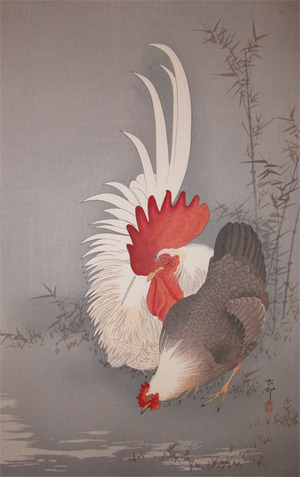 japancoll-p875-koson-rooster-and-hen-6944明治・・小原古邨