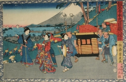 Estampe japonaise "Fourty-seven Ronin: Act Vlll. Konami and her mother on the Bridal journey." par Utagawa Yoshitora, 歌川芳虎 (Utagawa Yoshitora)