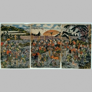 Utagawa Kuniyasu: Yoritomo Minamoto and Hunting Party - Art Gallery of Greater Victoria