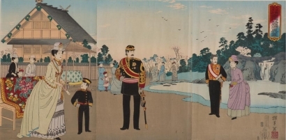 井上安治: Imperial Family at Yasukuni Shinto Shrine - Art Gallery of Greater Victoria