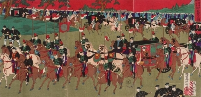 Toyohara Chikanobu: Emperor Meiji Leaving for Northern Japan - Art Gallery of Greater Victoria