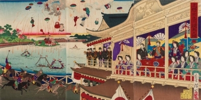 Toyohara Chikanobu: Emperor Meiji and Empress at Horse Races - Art Gallery of Greater Victoria