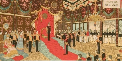 安達吟光: Ceremony on the Occasion of the Meiji Emperor's Silver Wedding Anniversary - Art Gallery of Greater Victoria