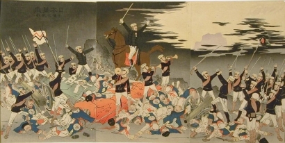 小林清親: Long Live Japan! Victory song at Pingyang - Art Gallery of Greater Victoria