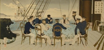 水野年方: Japanese Naval Officers Plot Strategy Against Chinese Navy - Art Gallery of Greater Victoria