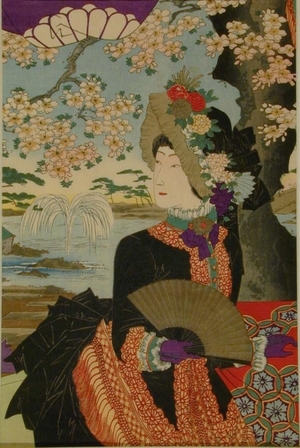 豊原周延: Empress Shoken in Western Dress and Bonnet - Art Gallery of Greater Victoria