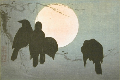 Hokkyu Korin: Four Blackbirds in Moonlight - Art Gallery of Greater Victoria