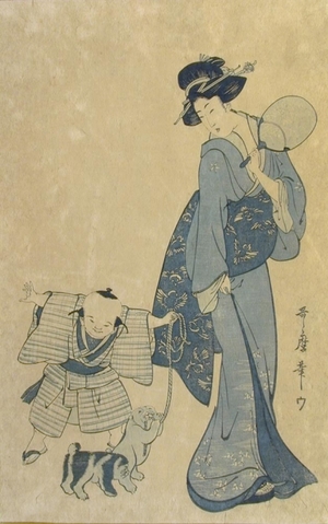 喜多川歌麿: Woman and Child with Dogs - Art Gallery of Greater Victoria