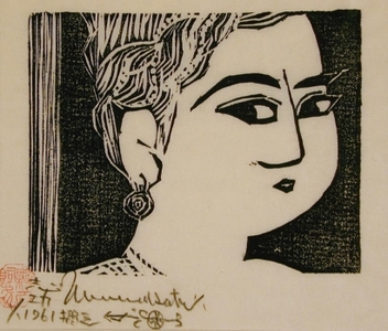 棟方志功: Daisho Head of Woman (Album leaf) - Art Gallery of Greater Victoria
