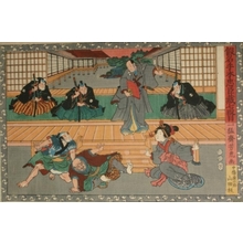 歌川芳虎: Fourty-seven Ronin: Act Vll. Oboshi dines with Moronao's spy, Kudayu - Art Gallery of Greater Victoria