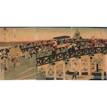 Utagawa Yoshitora: Wooden Bridge in Front of First National Bank - Art Gallery of Greater Victoria