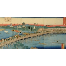 Utagawa Hiroshige II: The Long Bridge of Toyokawa at the Yoshida station of the Tokaido - Art Gallery of Greater Victoria