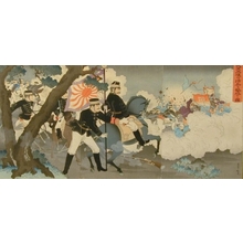 Japanese Print "Picture of our Armed Forces Defeating the Chinese Soldiers at Pyongyang" by Adachi Ginko, 安達吟光 (Adachi Ginko)