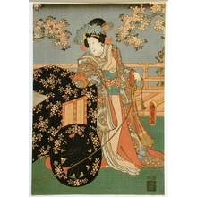 歌川国貞: Geisha Leaning on Flower Cart - Art Gallery of Greater Victoria