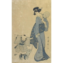 Japanese Print "Woman and Child with Dogs" by Kitagawa Utamaro, 喜多川歌麿 (Kitagawa Utamaro II)