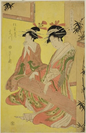Hosoda Eishi: Beauties Parodying the Seven Sages - A Selection of Younger Courtesans (Shichi kenjin yatsushi bijin shinzo zoroe): Miyagawa of the Matsubaya - Art Institute of Chicago