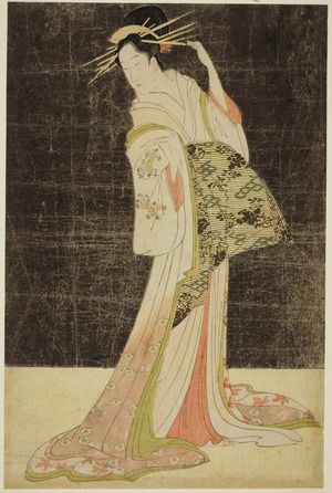 Hosoda Eishi: A Selection of Beauty from the Pleasure Quarters (Seiro bijin awase): Courtesans Hired for the New Years Holidays - Takigawa of the Ogiya - Art Institute of Chicago