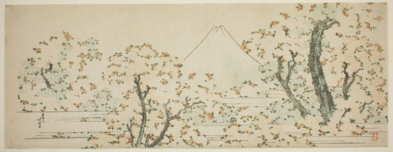 葛飾北斎: Mount Fuji with Cherry Trees in Bloom - シカゴ美術館