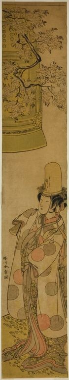 勝川春章: The Actor Segawa Tomisaburo I as Kiyo-hime in the Play Hanagatami Kazaori Eboshi, Performed at the Ichimura Theater in the Third Month, 1774 - シカゴ美術館