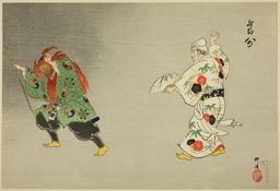 Tsukioka Kogyo, 月岡耕漁 (Tsukioka Kogyo)による浮世絵「Setsubun, from the series "Fifty Kyogen Plays (Kyogen gojuban)"」