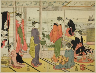 Hosoda Eishi: In a Pleasure House in Shinagawa (Shinagawa no rojo) - Art Institute of Chicago