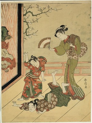 Suzuki Harunobu: The Wrestling Bout - Art Institute of Chicago