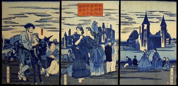 Utagawa Yoshikazu: Sketch of a Copperplate Print of the City of Washington (Amerika shû no uchi washintonfu no kei dôban no utsushi) - Art Institute of Chicago