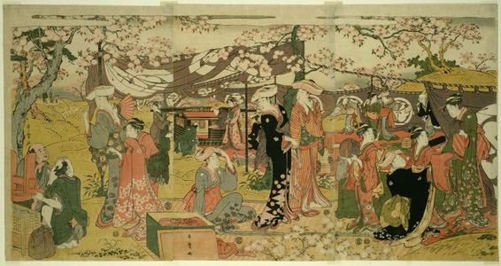 喜多川歌麿: Cherry Blossom Banquet (Ôka no utage) - シカゴ美術館