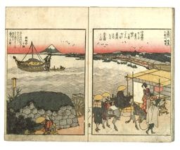 Katsushika Hokusai: Panoramic Views along the Banks of Sumida River (Ehon Sumidagawa ryogan ichiran) - Art Institute of Chicago