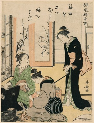 Torii Kiyonaga: A Mother-in-law Teasing a Bride from the series A Collection of Humorous Poems (Haifu Yanagidaru) - Art Institute of Chicago