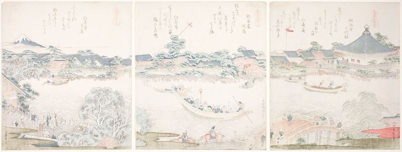 Katsushika Hokusai: Komagata Hall and O-umaya River Bank, from the series 