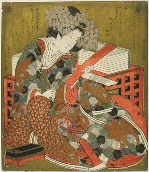 屋島岳亭: Woman About to Write a Poem - シカゴ美術館