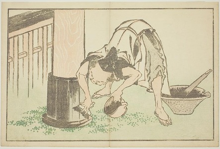 Katsushika Hokusai: Craftsman working on Temple, from The Picture Book of Realistic Paintings of Hokusai (Hokusai shashin gafu) - Art Institute of Chicago